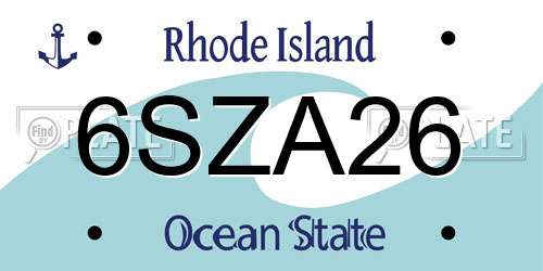 6SZA26 Rhode Island License Plate