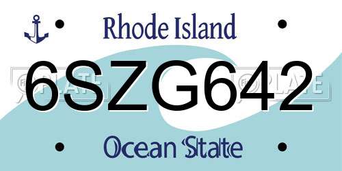 6SZG642 Rhode Island License Plate
