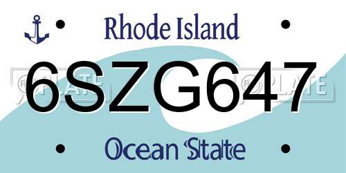 6SZG647 Rhode Island License Plate