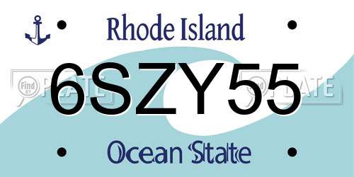 6SZY55 Rhode Island License Plate