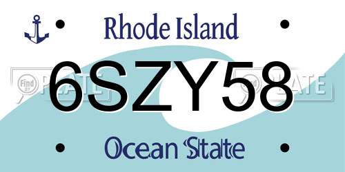 6SZY58 Rhode Island License Plate