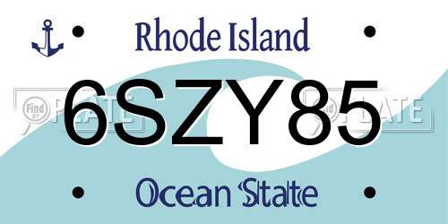 6SZY85 Rhode Island License Plate