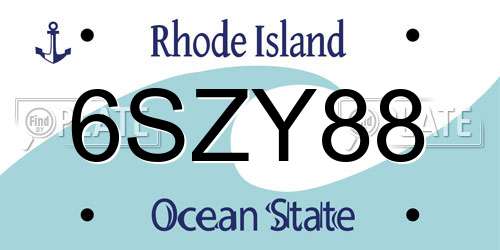 6SZY88 Rhode Island License Plate