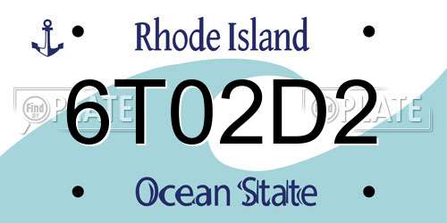 6T02D2 Rhode Island License Plate