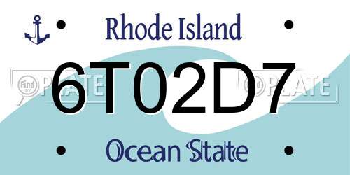 6T02D7 Rhode Island License Plate