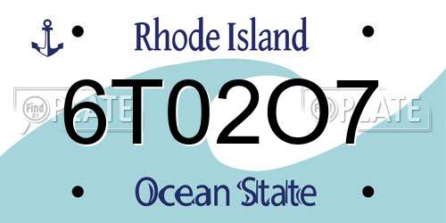 6T02O7 Rhode Island License Plate