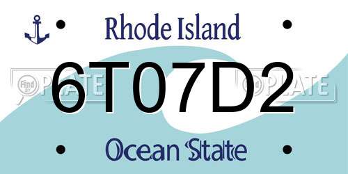 6T07D2 Rhode Island License Plate