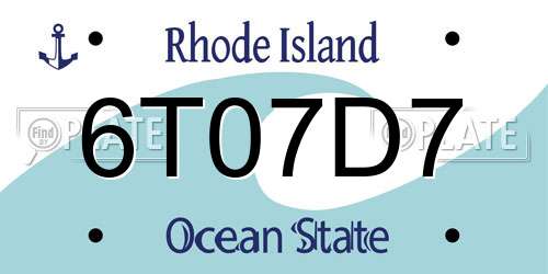 6T07D7 Rhode Island License Plate