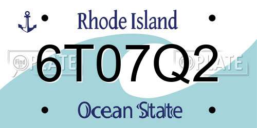 6T07Q2 Rhode Island License Plate