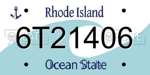 6T21406 Rhode Island License Plate