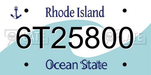 6T25800 Rhode Island License Plate