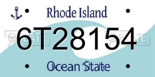 6T28154 Rhode Island License Plate