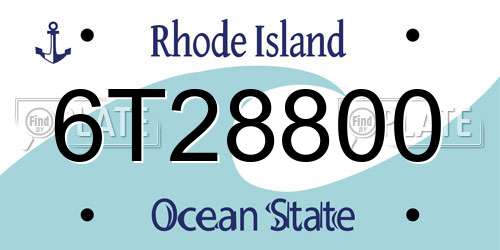 6T28800 Rhode Island License Plate