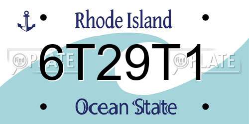 6T29T1 Rhode Island License Plate