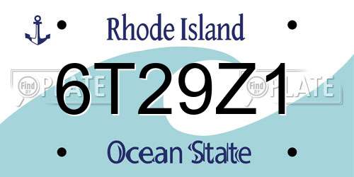 6T29Z1 Rhode Island License Plate