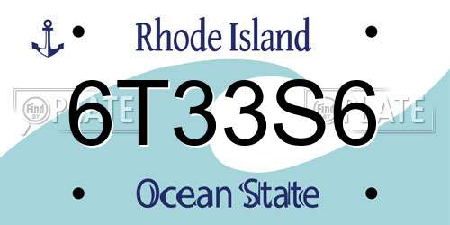 6T33S6 Rhode Island License Plate