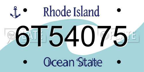 6T54075 Rhode Island License Plate