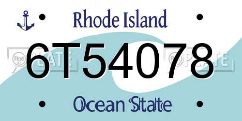6T54078 Rhode Island License Plate