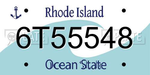 6T55548 Rhode Island License Plate