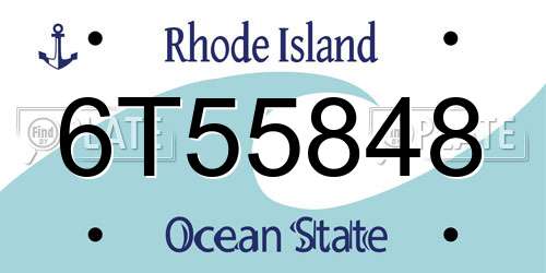 6T55848 Rhode Island License Plate