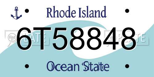 6T58848 Rhode Island License Plate