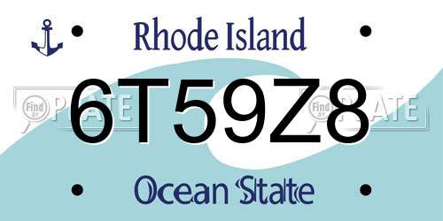 6T59Z8 Rhode Island License Plate