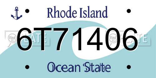 6T71406 Rhode Island License Plate