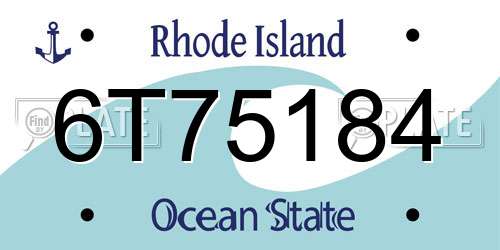 6T75184 Rhode Island License Plate