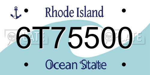 6T75500 Rhode Island License Plate