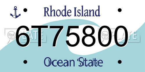 6T75800 Rhode Island License Plate