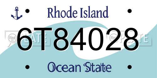6T84028 Rhode Island License Plate