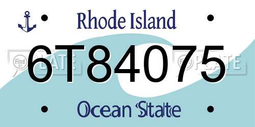 6T84075 Rhode Island License Plate