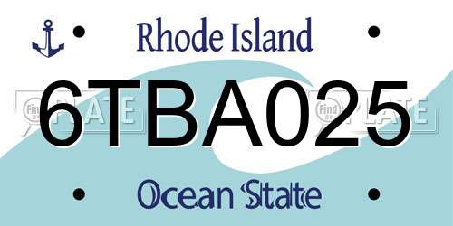 6TBA025 Rhode Island License Plate