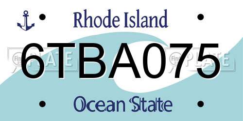 6TBA075 Rhode Island License Plate