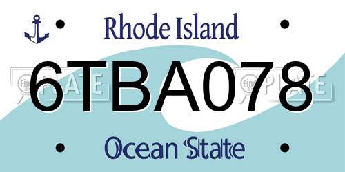 6TBA078 Rhode Island License Plate