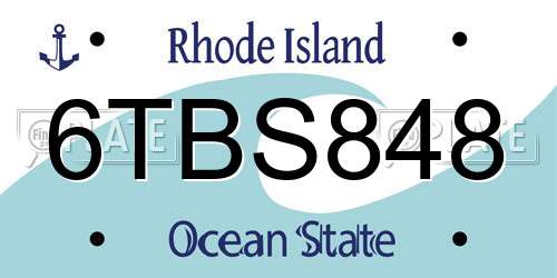 6TBS848 Rhode Island License Plate