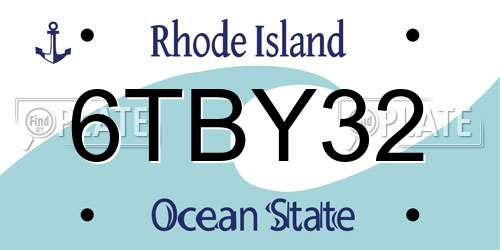 6TBY32 Rhode Island License Plate