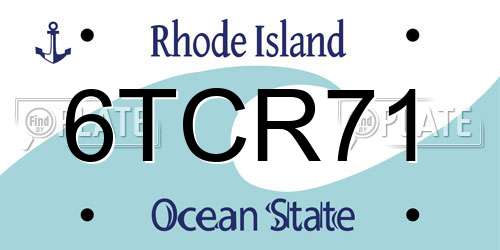 6TCR71 Rhode Island License Plate
