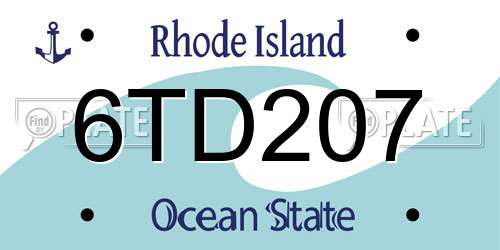 6TD207 Rhode Island License Plate