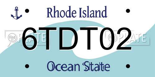 6TDT02 Rhode Island License Plate