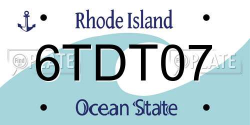 6TDT07 Rhode Island License Plate