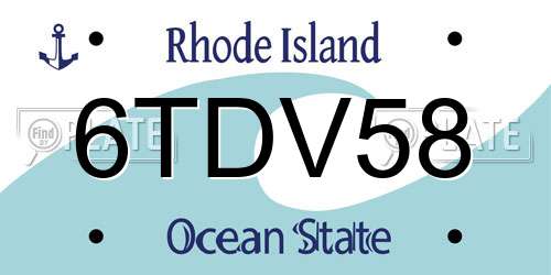 6TDV58 Rhode Island License Plate