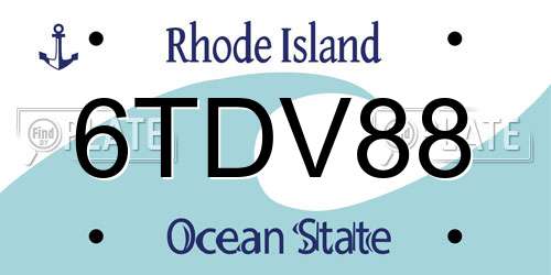 6TDV88 Rhode Island License Plate