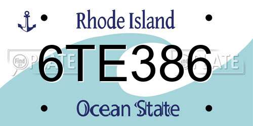 6TE386 Rhode Island License Plate