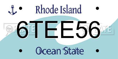 6TEE56 Rhode Island License Plate