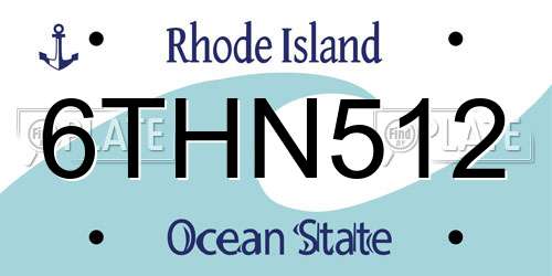 6THN512 Rhode Island License Plate