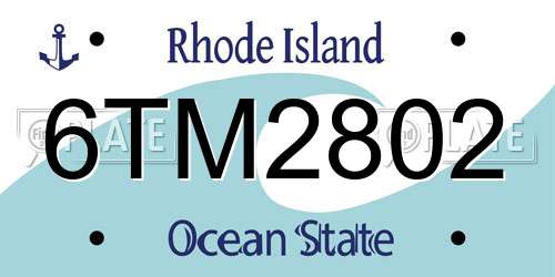 6TM2802 Rhode Island License Plate