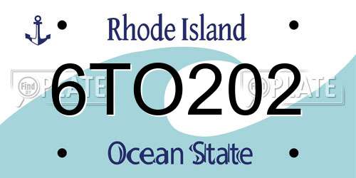 6TO202 Rhode Island License Plate