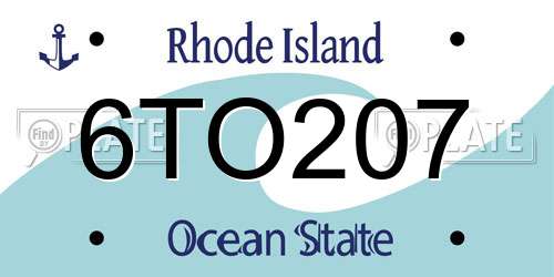 6TO207 Rhode Island License Plate