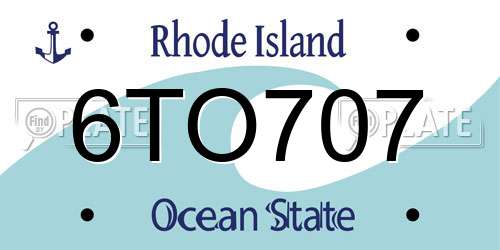 6TO707 Rhode Island License Plate